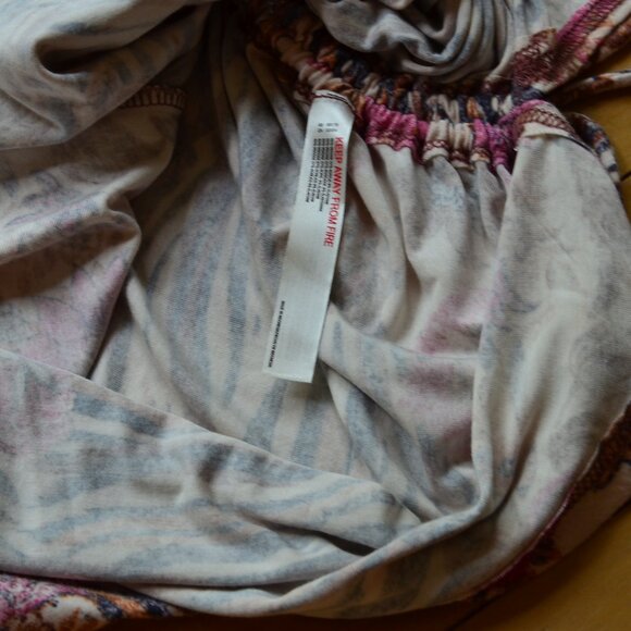 ANTHROPOLOGIE DAILY PRACTICE RUCHED SHORT T-SHIRT TEE KNIT DRESS PINK FLORAL M - Picture 7 of 12